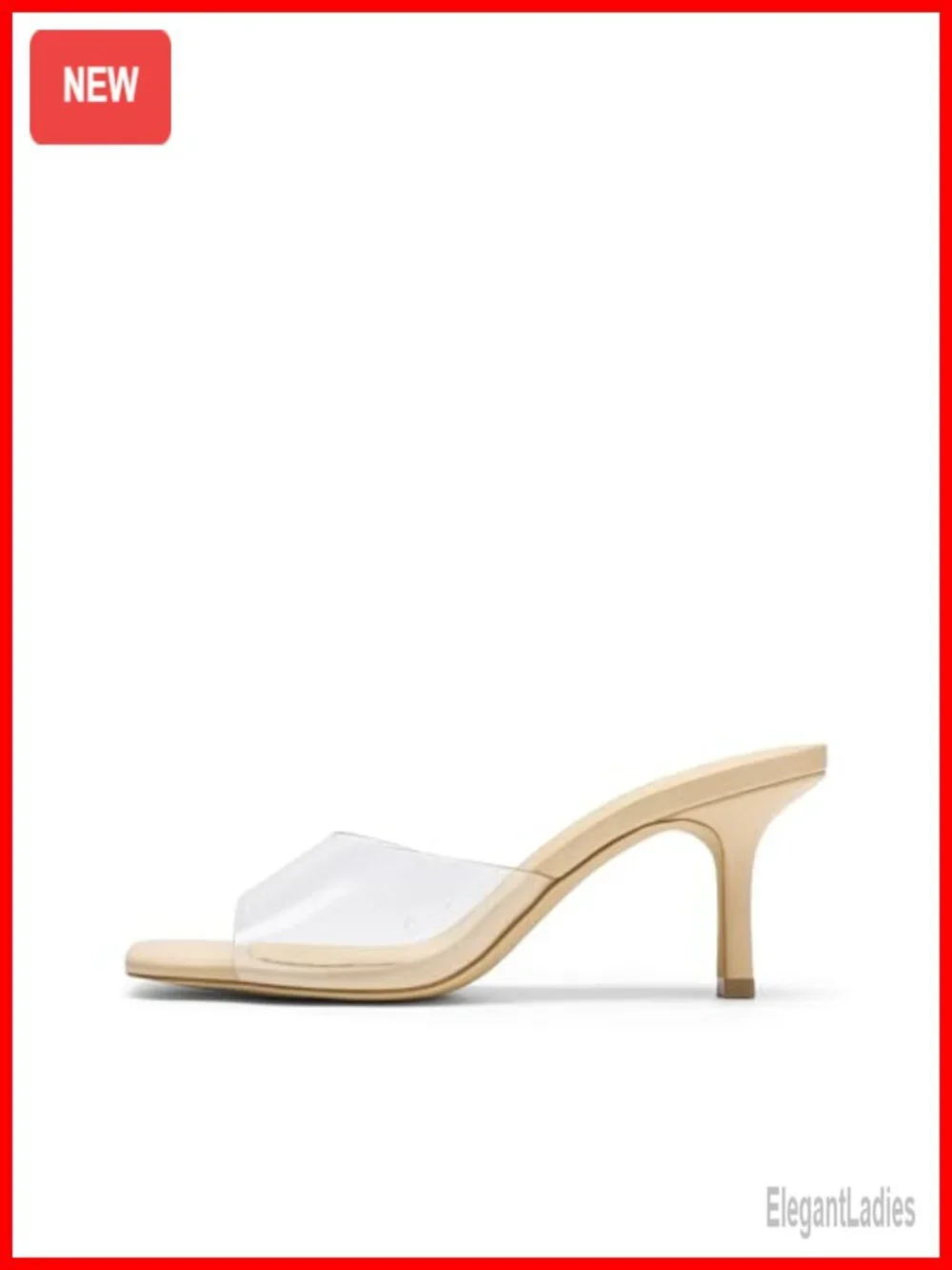Women's Kitten Heels Sandals Square Toe Slip On Low Heels Mules
